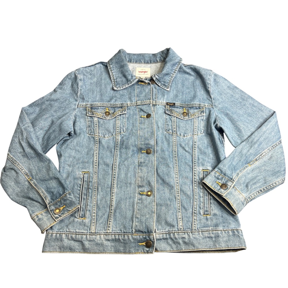Wrangler Womens Light Wash Denim Trucker Jacket Blue Medium 10MT1JKBN Cotton
